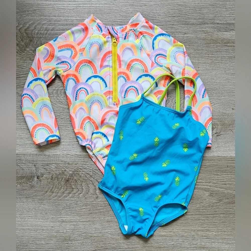 Vibrant Rainbow & Pineapple Print Baby Swimsuit Set – Size 12M